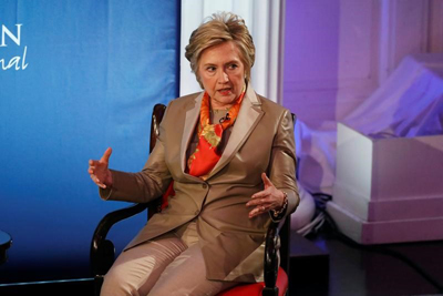 Former U.S. Secretary of State Hillary Clinton takes part in the Women for Women International Luncheon in New York